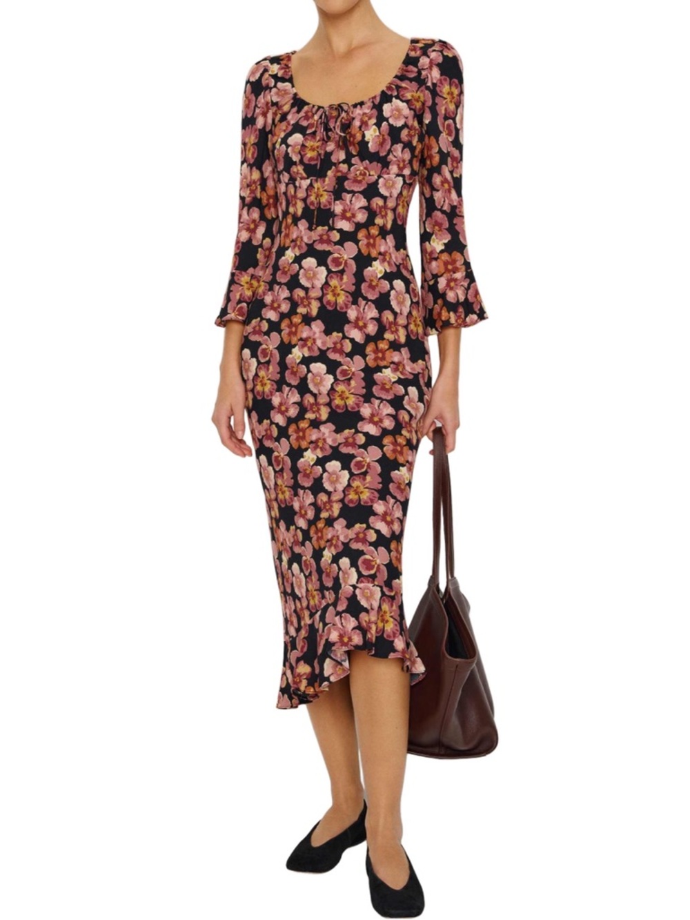 Reformation Kiley Floral Print Midi Dress in Pansy - Picture 3 of 7